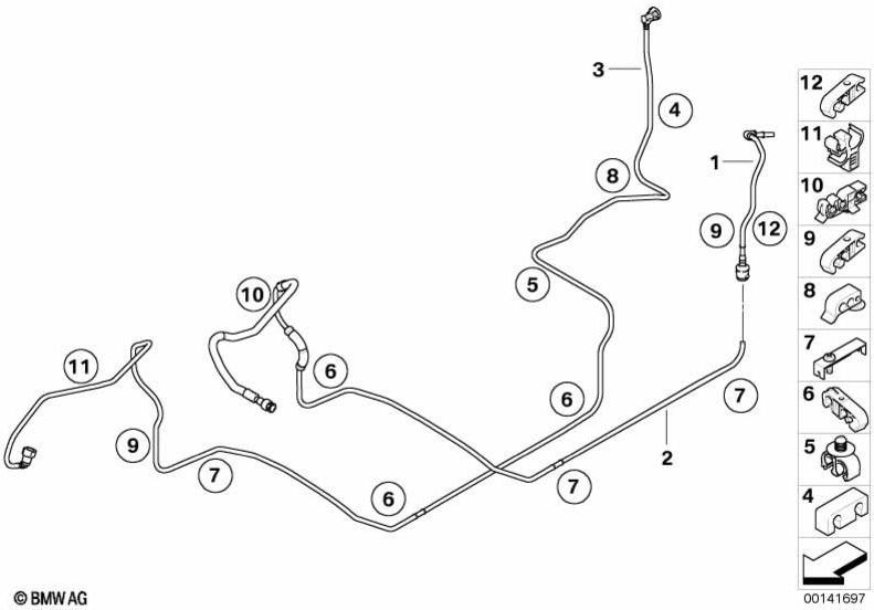 BMW純正ホルダー燃料ライン（16126766791）| 16126766791