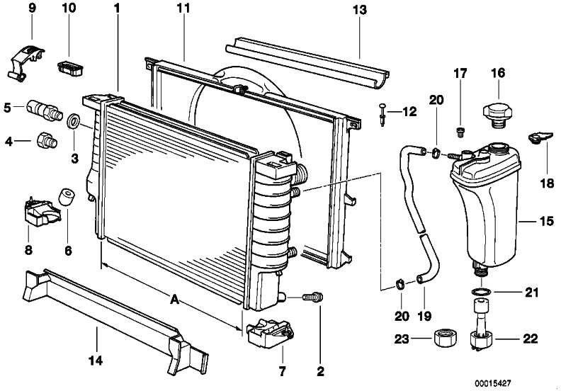 BMW本物のクーラントクーラーa = 550mm Z3（17111427165）| 17111427165