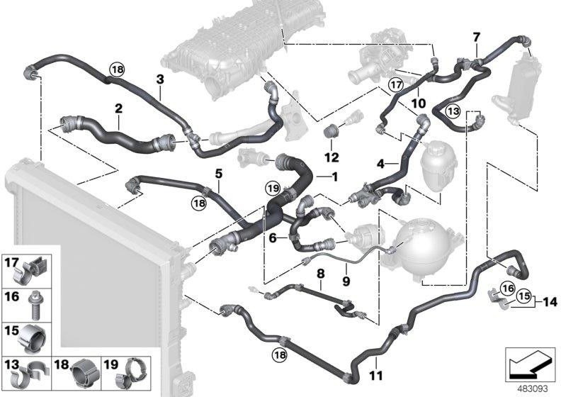 BMW純正ホースクーラントクーラー（17127535534）| 17127535534