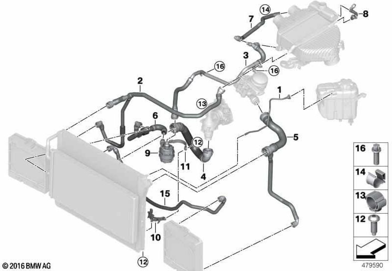 BMWクーラントクーラーの本物のヘッド（17128071987）| 17128071987