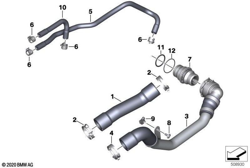 BMW本物のクーラントホースリターン（17128356809）| 17128356809
