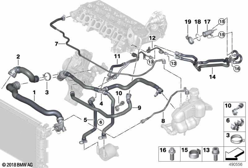 BMW純正ホースクーラントクーラーエンジン（17128584831）| 17128584831