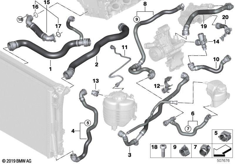 BMW純正ホースクーラントクーラー - ウォーターポンプ（17128654823）| 17128654823