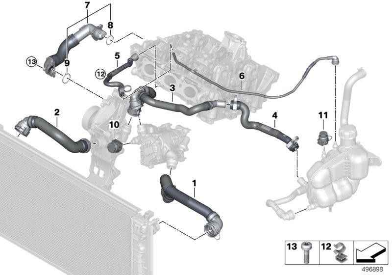 BMW純正ホースクーラーエンジン（17128658480）| 17128658480
