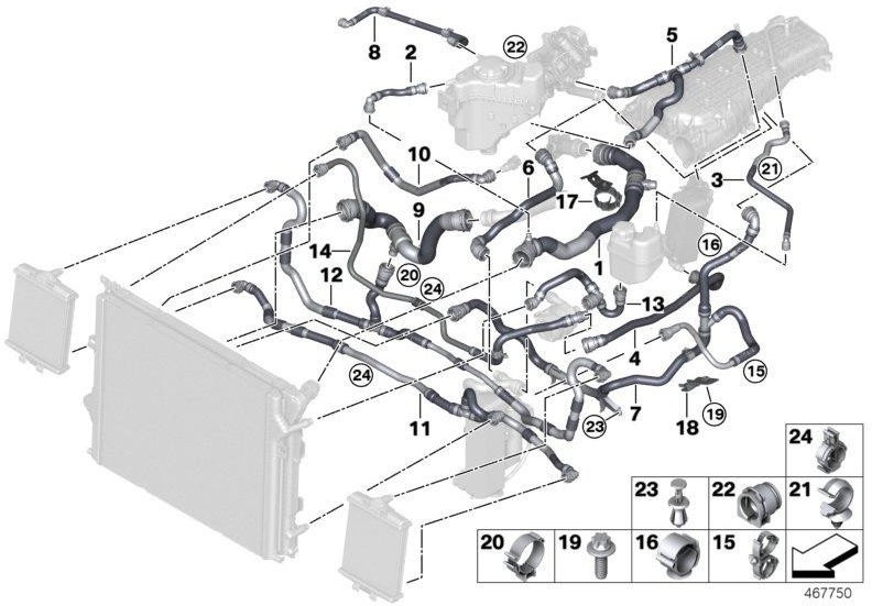BMW純正ホースクーラーエンジン（17128662842）| 17128662842