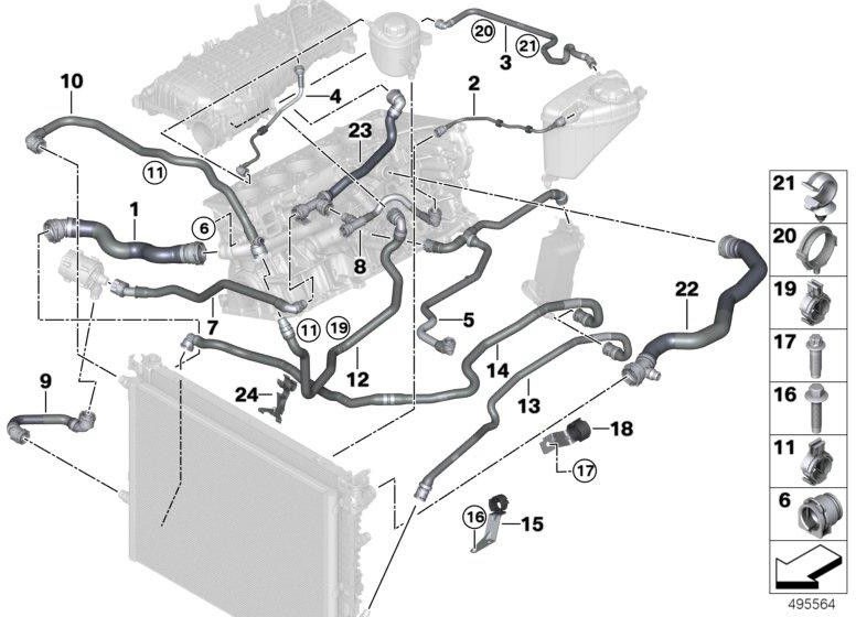 BMW純正ホースクーラントクーラー（17128670995）| 17128670995