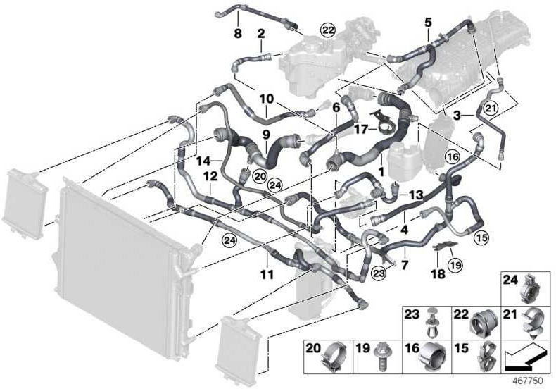 BMW純正パイプ熱交換器（17128674162）| 17128674162