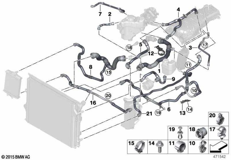 BMW純正ホースクーラントクーラー（17128678415）| 17128678415