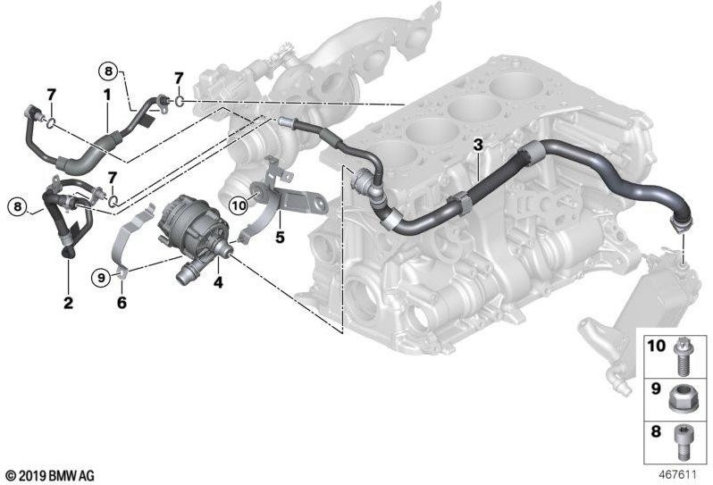 BMW純正クーラントホースリターン（17128740117）| 17128740117