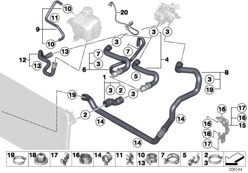 BMW本物のクーラントホースミニ（17129800479）| 17129800479