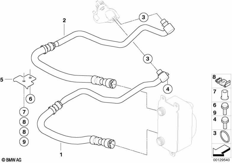 BMW本物のモーターオイル冷却ラインリターン（17227528608）| 17227528608