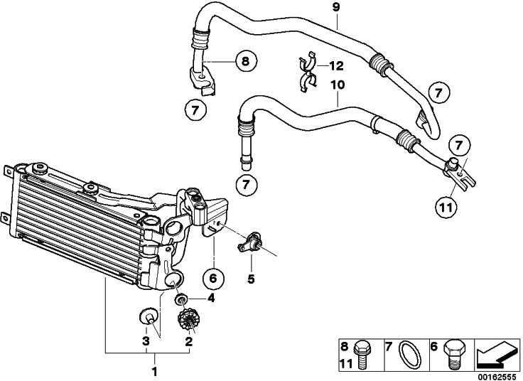 BMW本物のモーターオイル冷却ラインプレ - ラン3シリーズ（17227567207）| 17227567207
