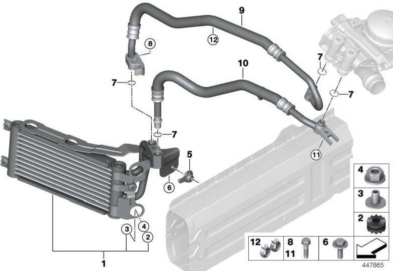 BMW純正モーターオイル冷却ラインリード（17227573273）| 17227573273