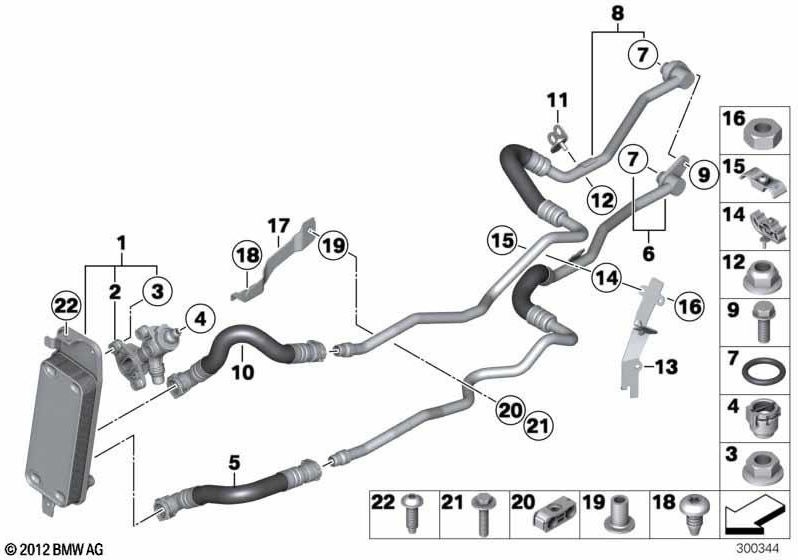 BMW純正オイルクーラーラインリターン（17227619775）| 17227619775