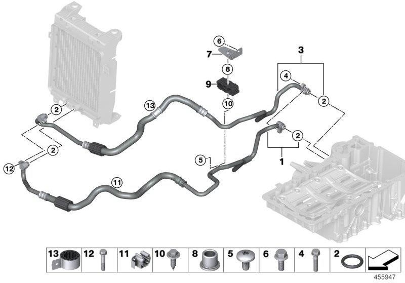 BMW純正モーターオイル冷却ラインリターン（17227627753）| 17227627753