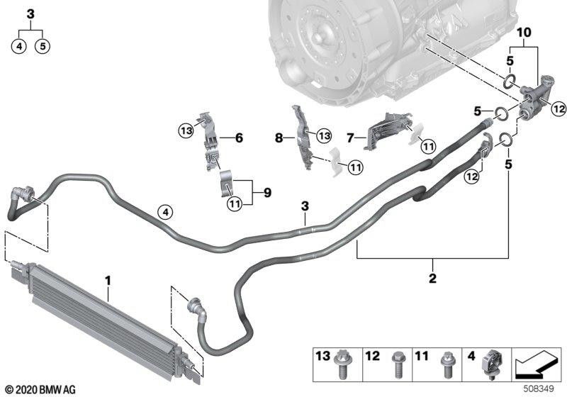 BMW本物のギアオイル冷却ラインリターン（17228654894）| 17228654894