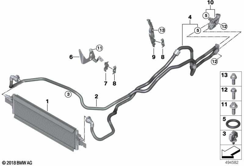 BMW本物のギアオイル冷却ラインリターン（17228654911）| 17228654911