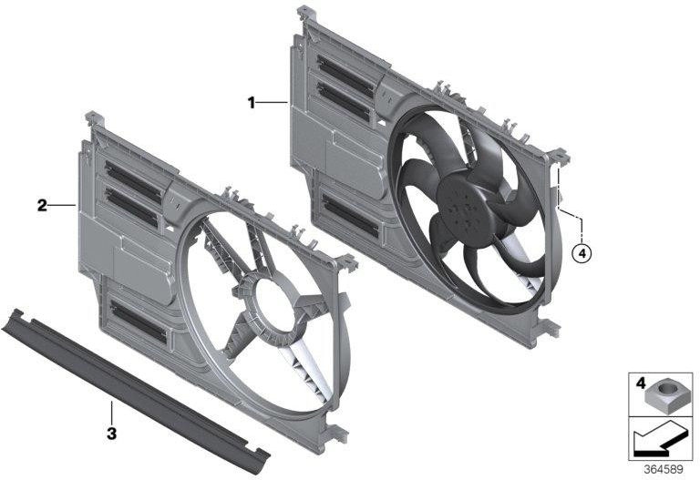 ファン600W（17428596241）のBMW純正ファンフレーム| 17428596241