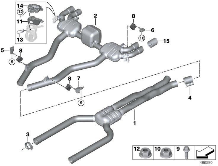 BMW本物のテールパイプブラインドブラッククロムd = 85mm（18108072035）| 18108072035