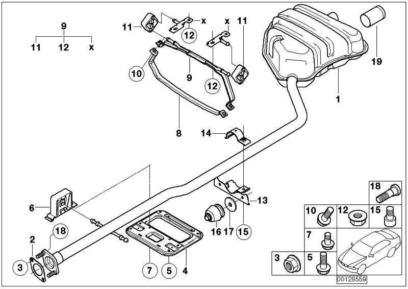 BMW純正排気システムクロミンラインリアミニ（18307537085）| 18307537085