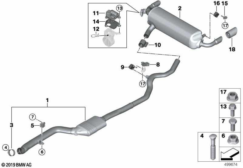 BMW排気ガスフラップ付きの本物のNACHサイレンサー（18307933830）| 18307933830