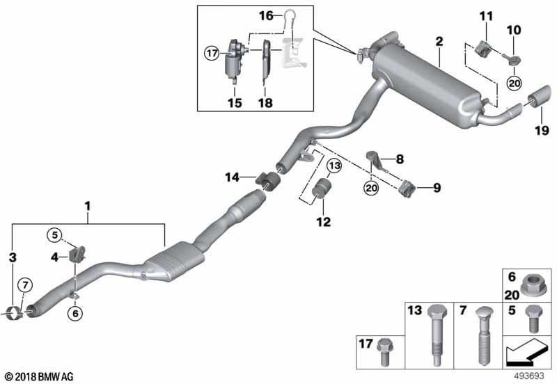 BMW排気ガスフラップRDEを備えた本物のNACHサイレンサー（18307933843）| 18307933843