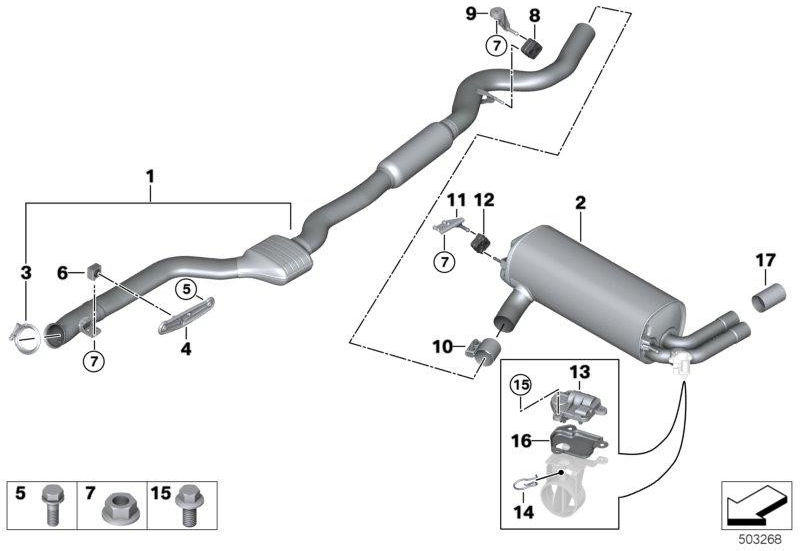 BMW後部の本物のホルター排気システム（18307933856）| 18307933856