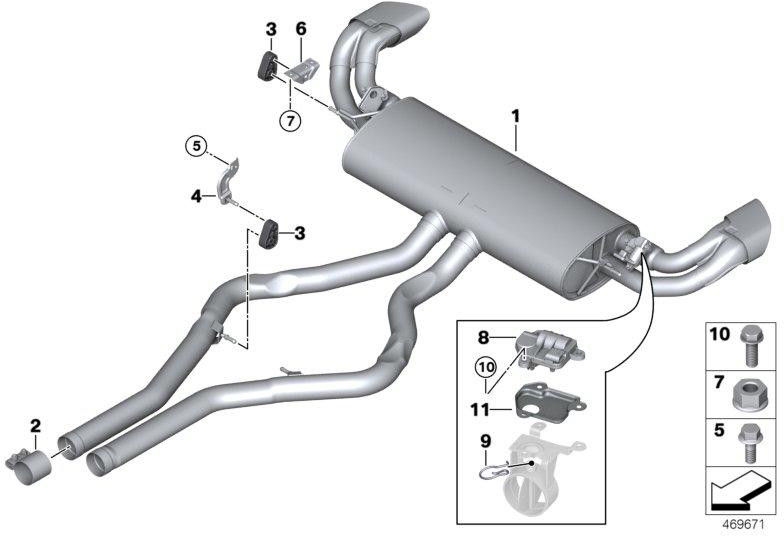 BMW排気ガスフラップ付きの本物のNACHサイレンサー（18308623118）| 18308623118