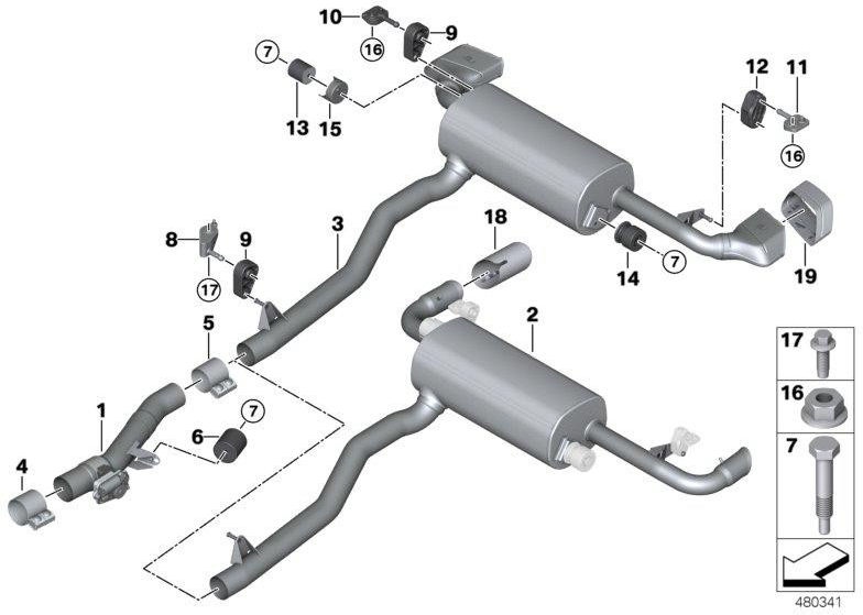 BMW純正アースパイプブラッククロムd = 80mm（18308631957）| 18308631957