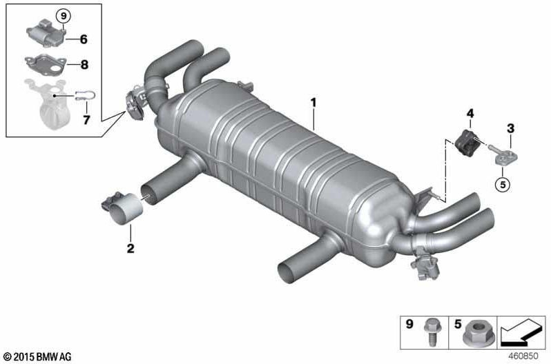 BMW排気ガスフラップ付きの本物のNACHサイレンサー（18308635595）| 18308635595