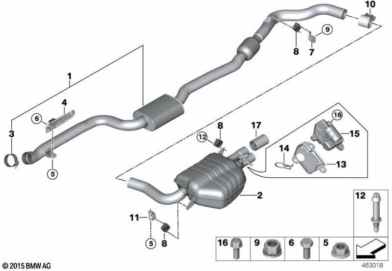 BMW純正フロントと中間サイレンサー（18308643653）| 18308643653