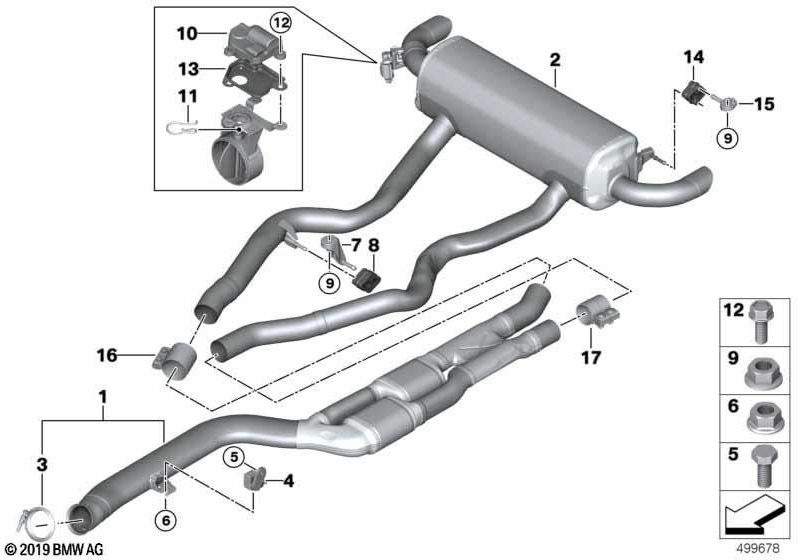 BMW排気ガスフラップ付きの本物のNACHサイレンサー（18308743651）| 18308743651