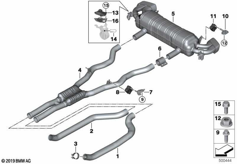 BMW排気ガスフラップ付きの本物のNACHサイレンサー（1830989667）| 1830989667