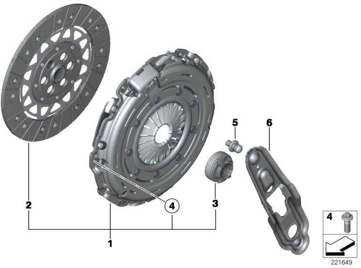 BMWクラッチパーツの本物のセットd = 200mm mini（21207572842）| 21207572842