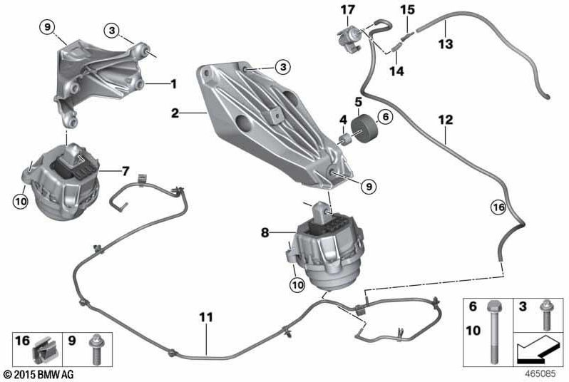 BMW本物のモーターストレージ右（22116864828）| 22116864828