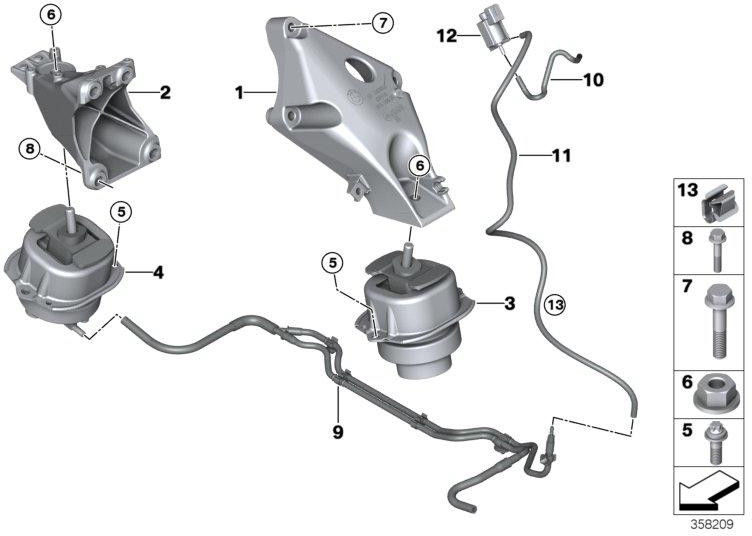 BMW本物のMotorschutzbock Right（22116882028）| 22116882028