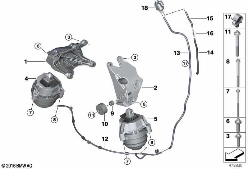 BMW本物のモーターストレージ右（22116883514）| 22116883514