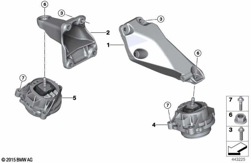 BMW本物のモーターストレージ右（22116883978）| 22116883978