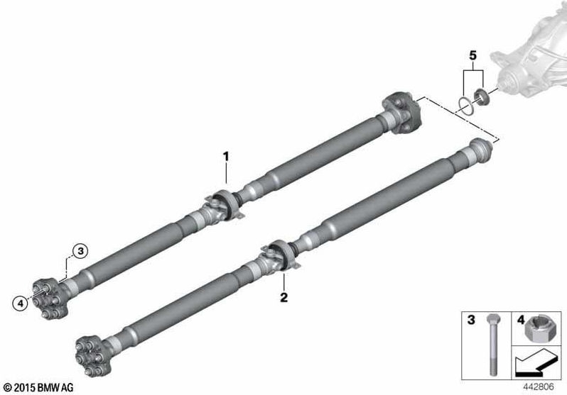 BMW本物のジョイントシャフトオートマチックトランスミッションL = 1606mm（26108687372）| 26108687372