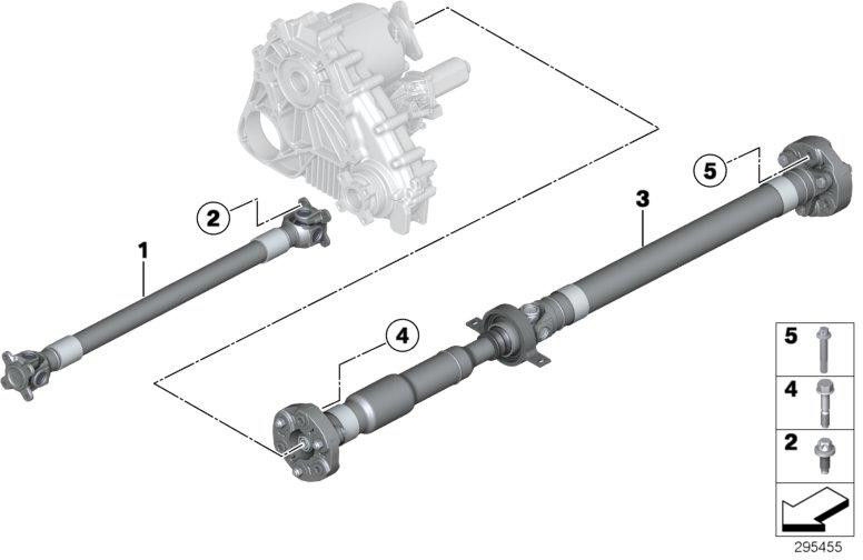 前面のBMW本物の関節シャフトl = 738mm（26209488491）| 26209488491