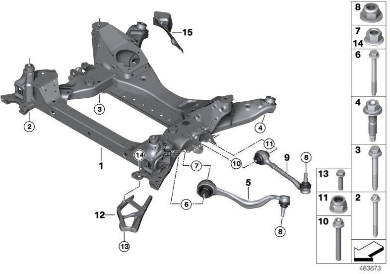 右のBMW純正Querlenker（31106870972）| 31106870972
