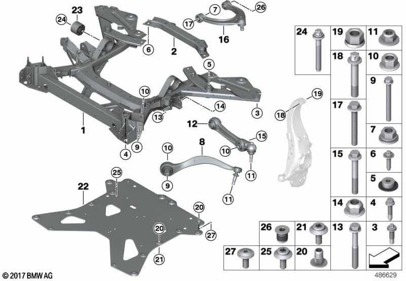 BMWモーターウェアハウスのない本物のフロントアクスルキャリア（31108836245）| 31108836245