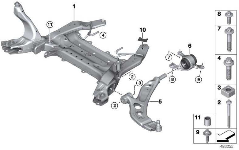 BMW左にゴム製の本物のQuerlenker（31126879841）| 31126879841