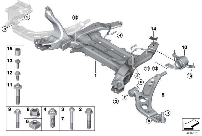 BMW左にゴム製の本物のQuerlenker（31126879843）| 31126879843