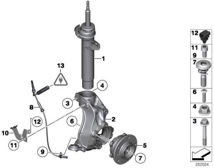 前面にベアリングを備えたBMW純正ホイールハブM12x1.25 X1（31206877562）| 31206877562