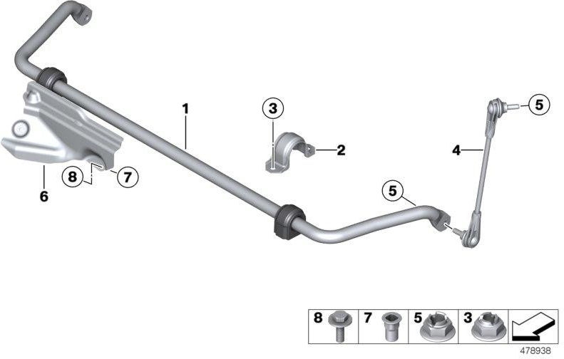 BMWフロント25mm（31306792114）にゴム製ベアリングを備えた本物の安定剤| 31306792114