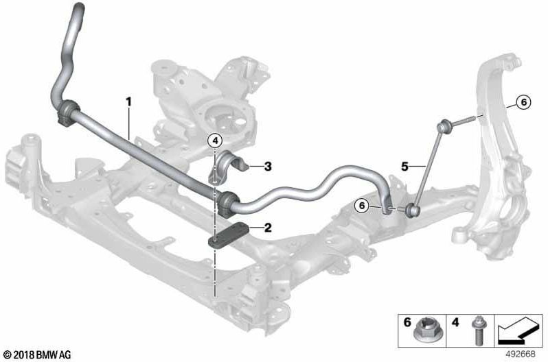 BMW正面にゴム製のベアリングを備えた本物の安定剤（31306870666）| 31306870666
