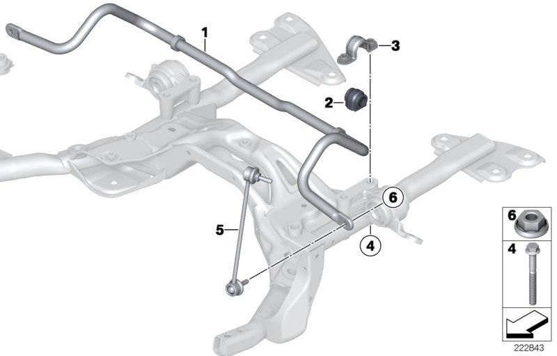BMW本物のラバーベアリングスタビライザーD = 21.5mm（31309813411）| 31309813411