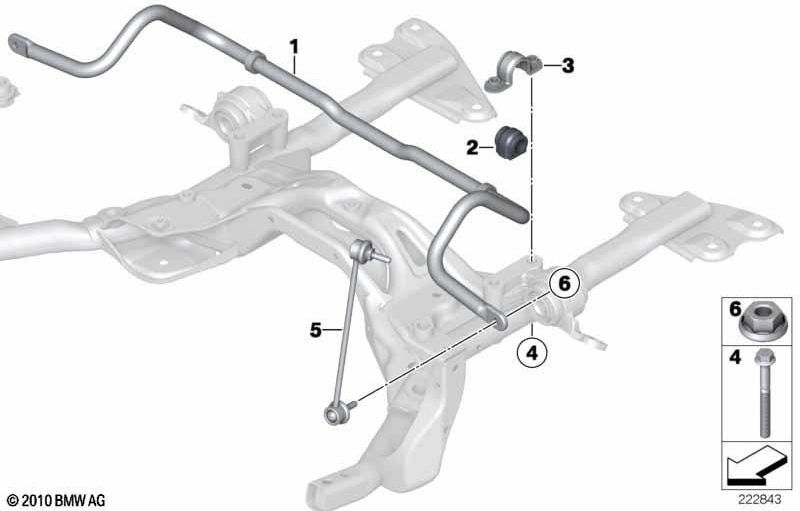 BMW本物のラバーベアリングスタビライザーD = 22.5mm（31309813412）| 31309813412