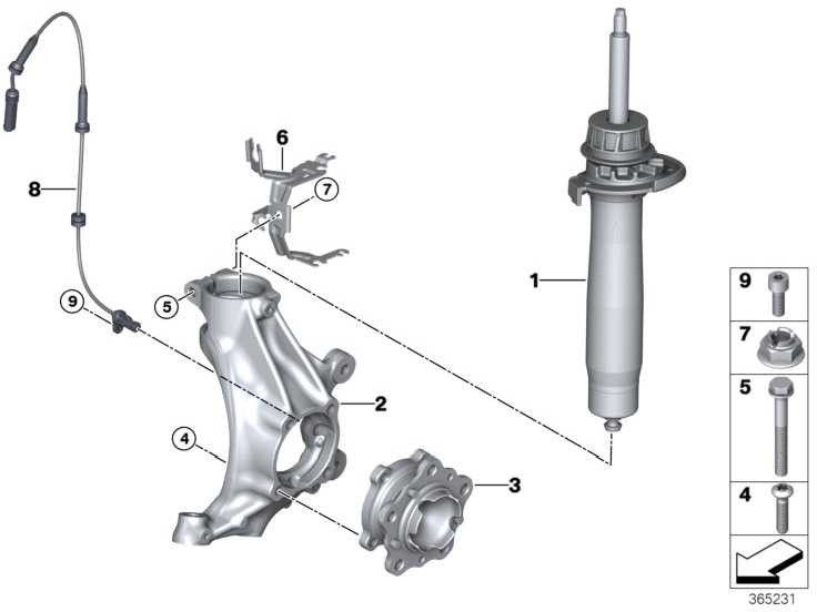 BMW純正Federbein Front Right（31312289536）| 31312289536